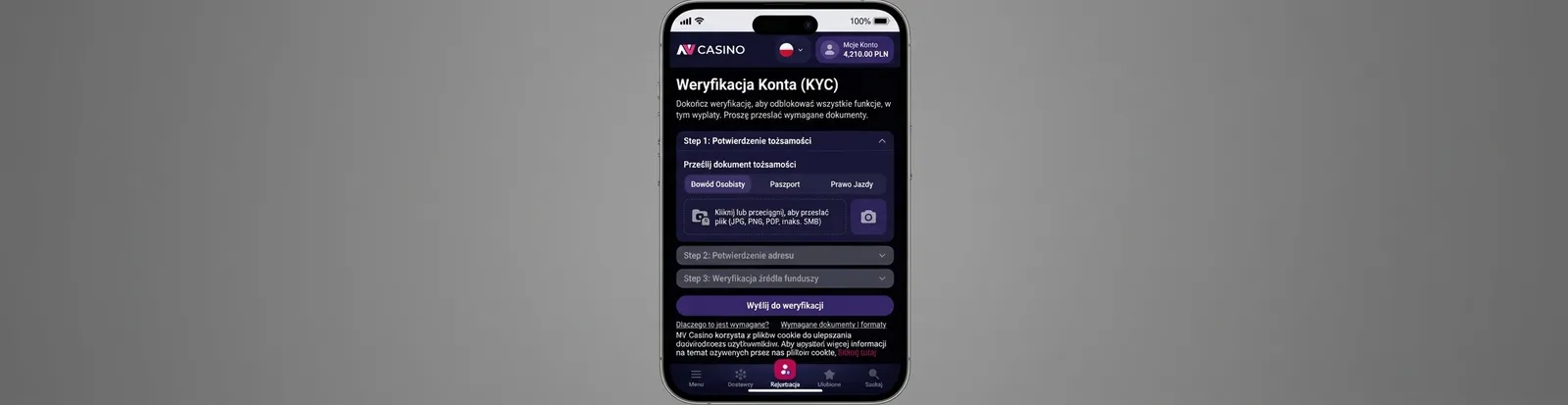 Dokumenty potrzebne do weryfikacji konta w NV Casino