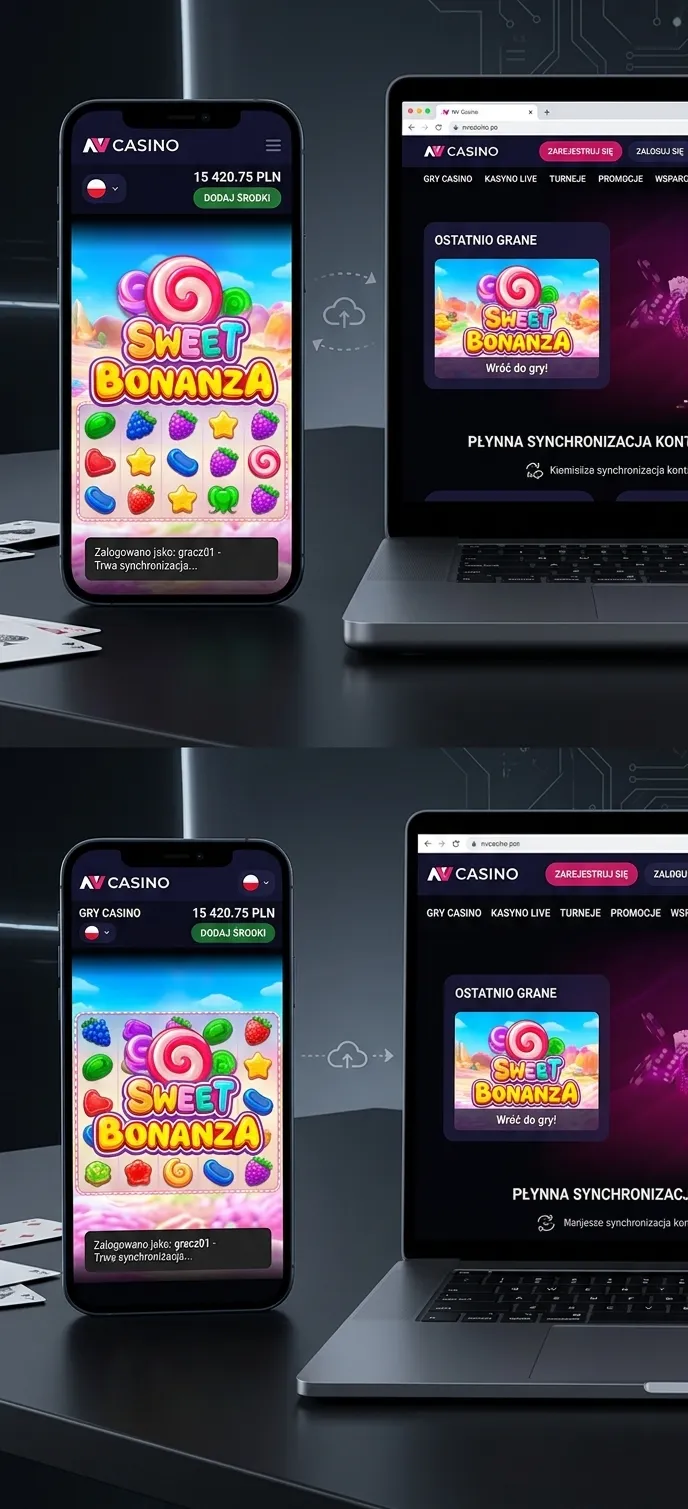 Interfejs aplikacji mobilnej NV Casino na telefonie