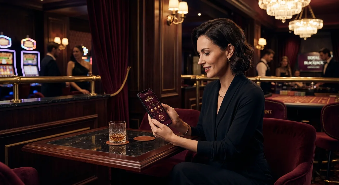 Ekran aplikacji NV Casino z widoczną grą jackpotową na telefonie